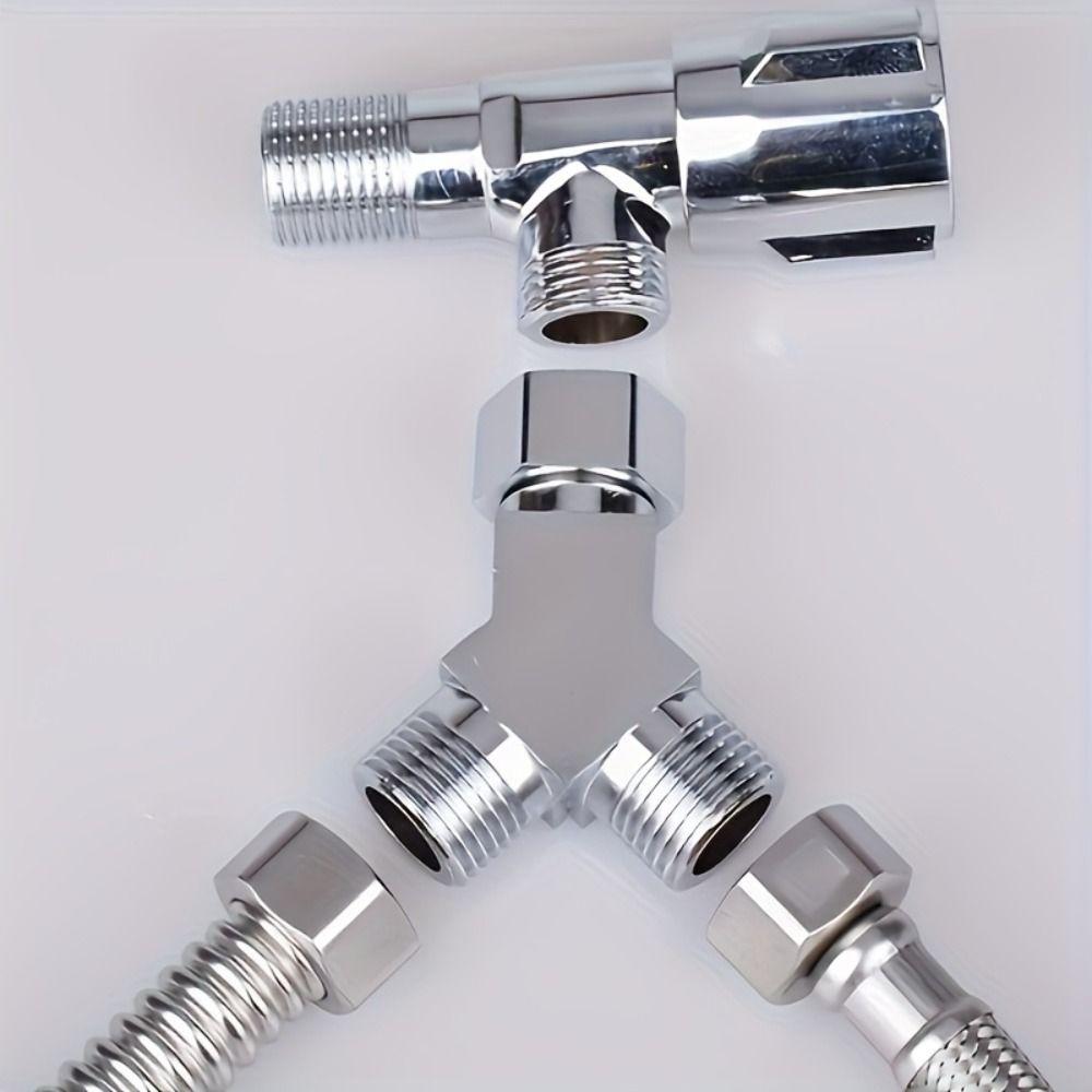 3 Way Water Pipe Adapter G1/2 Thread Water Pipe Fittings Three Way Connector Bidet Sprayer