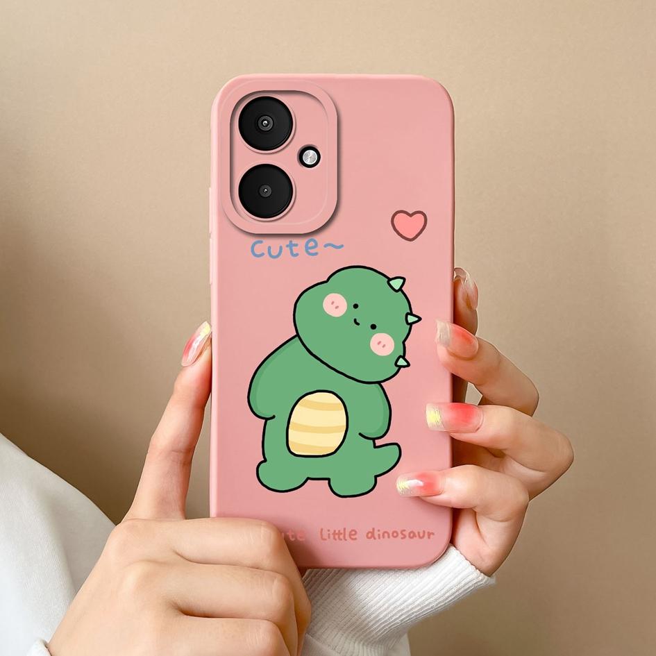 Lovely Dinosaur Cartoon Pattern Bumper For Xiaomi Poco M6 Pro 4G 5G X6 F6 F5 F 6 F 5 Phone Case Camera Protection Matte Silicone Back Cover For Xiaomi