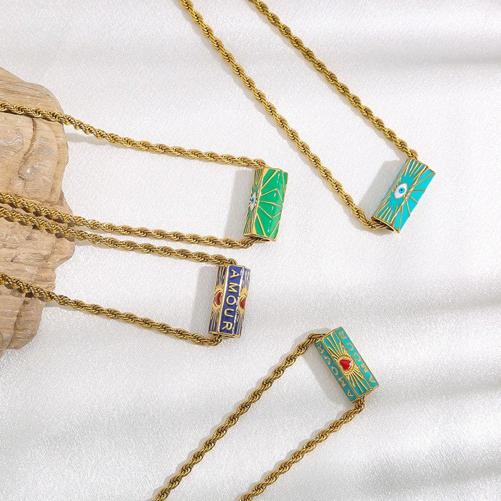 Sweet Charm Turkish Eye Multi Color Necklace Wish Card Hexagonal Neck Chain Jewelry Accessories