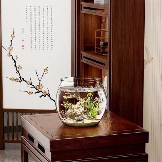 Пластиковые аквариумы Yousheng Круглые прозрачные аквариумы для золотых рыбок Многофункциональные аквариумы Гидропонные горшки Цветочные контейнеры для центра стола Домашний декор