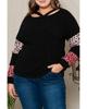 Azura Exchange Black Plus Size Leopard Patchwork Strappy Neck Top