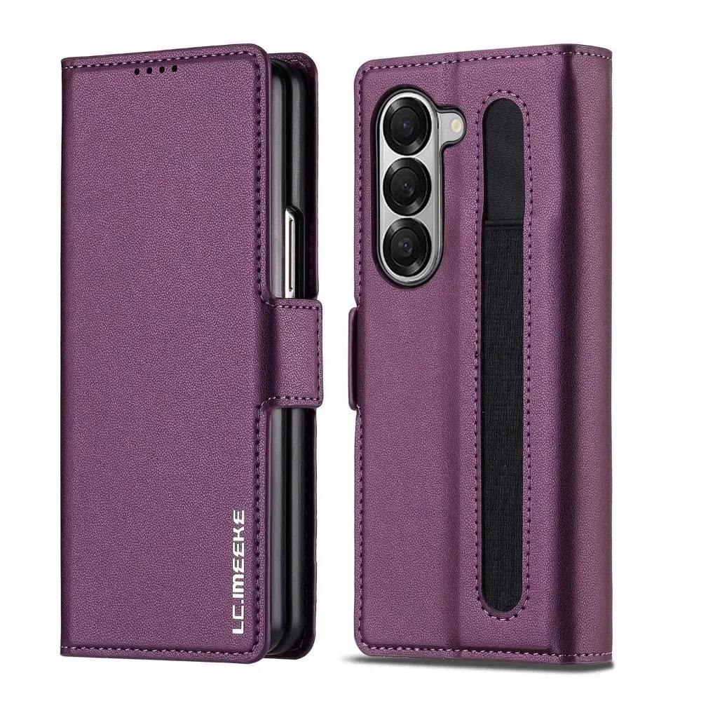 Деловой кожаный чехол для телефона Samsung Z fold 7 6 5 4 3 fold6 fold5 fold4 Fold3 5G с держателем для стилуса, кошельком, слотами для карт, книжная обложка