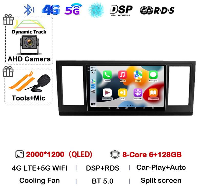 Android 14 Auto Carplay автомобильное радио для VW Volkswagen Caravelle 6 T6 2015 2016 2017 2018 2019 2020 мультимедийный плеер GPS WIFI+4G