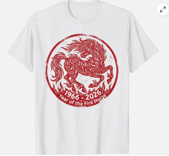 Year of The Fire 2026 Horse 60th Birthday Zodiac Unisex T-Shirt