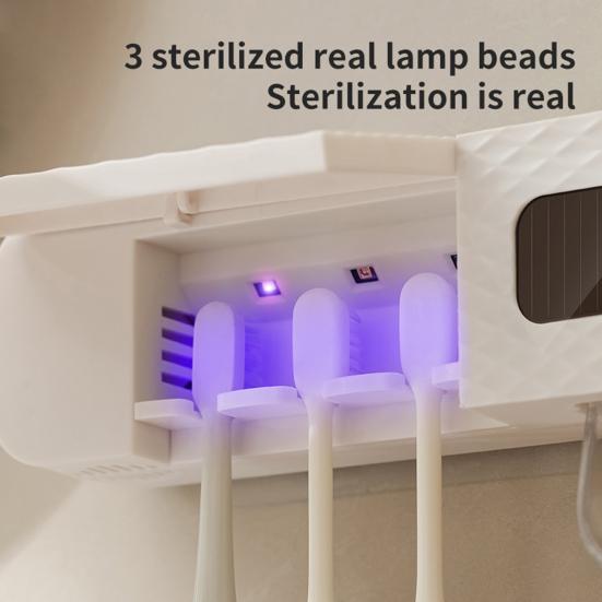 УФ-дезинфицирующее средство для зубных щеток, 3 слота, USB-зарядка, настенный дозатор зубной пасты для ванной комнаты, держатель для электрической зубной щетки, коробка