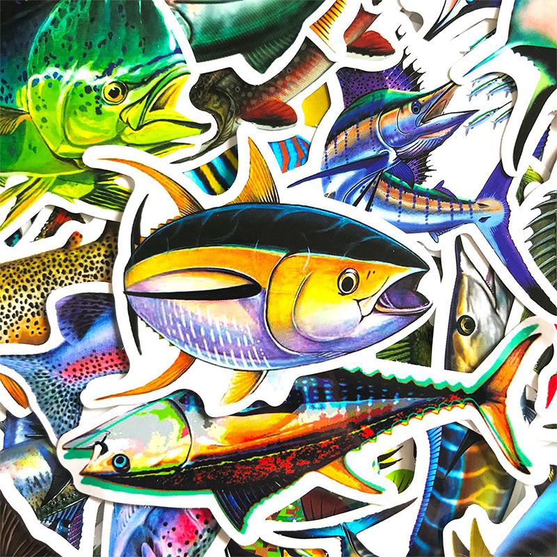 50 шт. наклеек для рыбалки на открытом воздухе для телефона, ноутбука, багажа, скейтборда