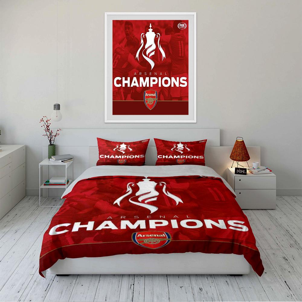Arsenal Champions Red Set Bedding Duvet Cover Set Duvet Cover Pillowcases Home Decor (1 * Duvet Cover 2 * Pillowcases, without duvet insert)