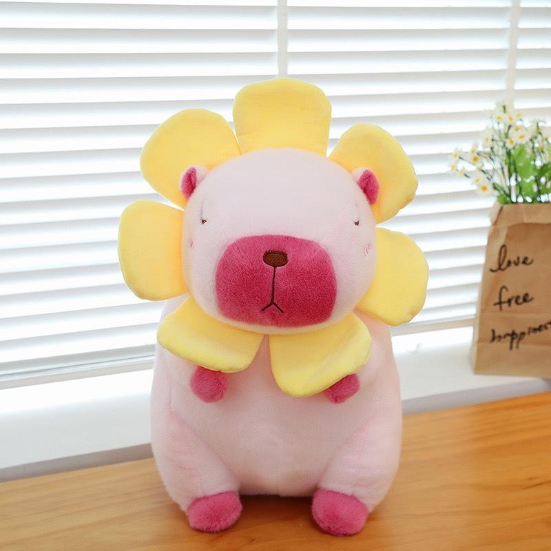 1pc 30cm/11.81in Cute sunflower capybara doll throw pillow, capybara large doll, plush toy, children's birthday gift