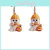 Cartoon Halloween Themed Ghost Milk Tea Pumpkin Pattern Women Acrylic Earrings