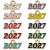 Набор из 10 цветных эмалированных сплавных подвесок с цифрами 2027 для DIY украшений и аксессуаров