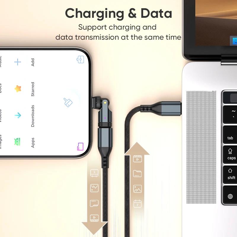 AUFU 540 Rotation PD240W USB3.1 Usb C to Type C OTG Adapter 5A Fast Charge Cable Converter for iPhone 16 MacBook Samsung Xiaomi 3
