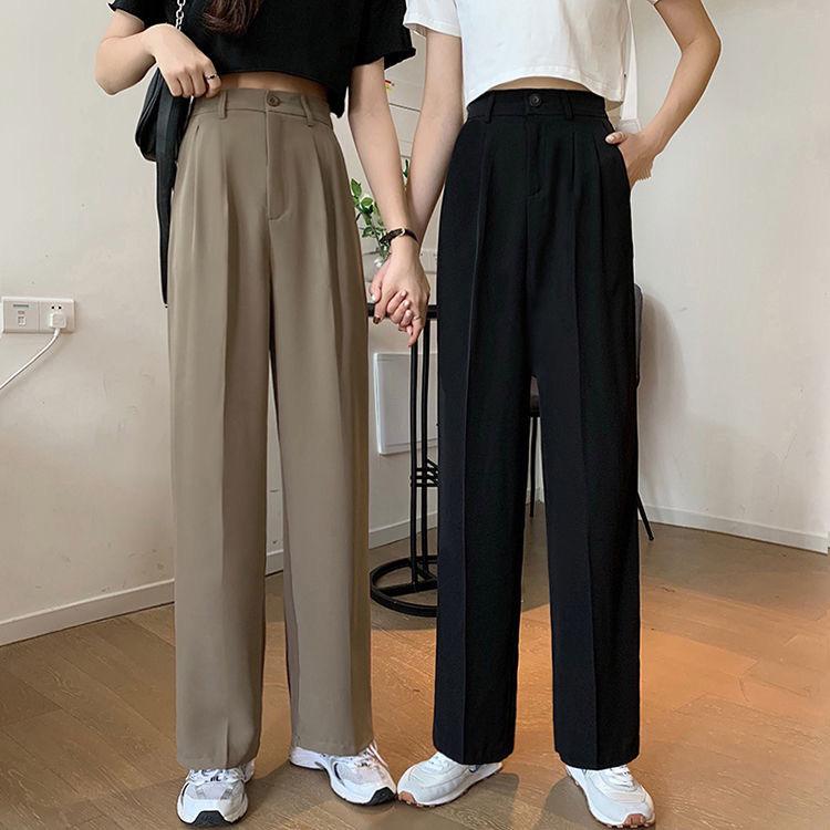 Khaki Wide Leg Pants Women High Waisted Draped Spring and Autumn Summer Straight Casual Suit Pants