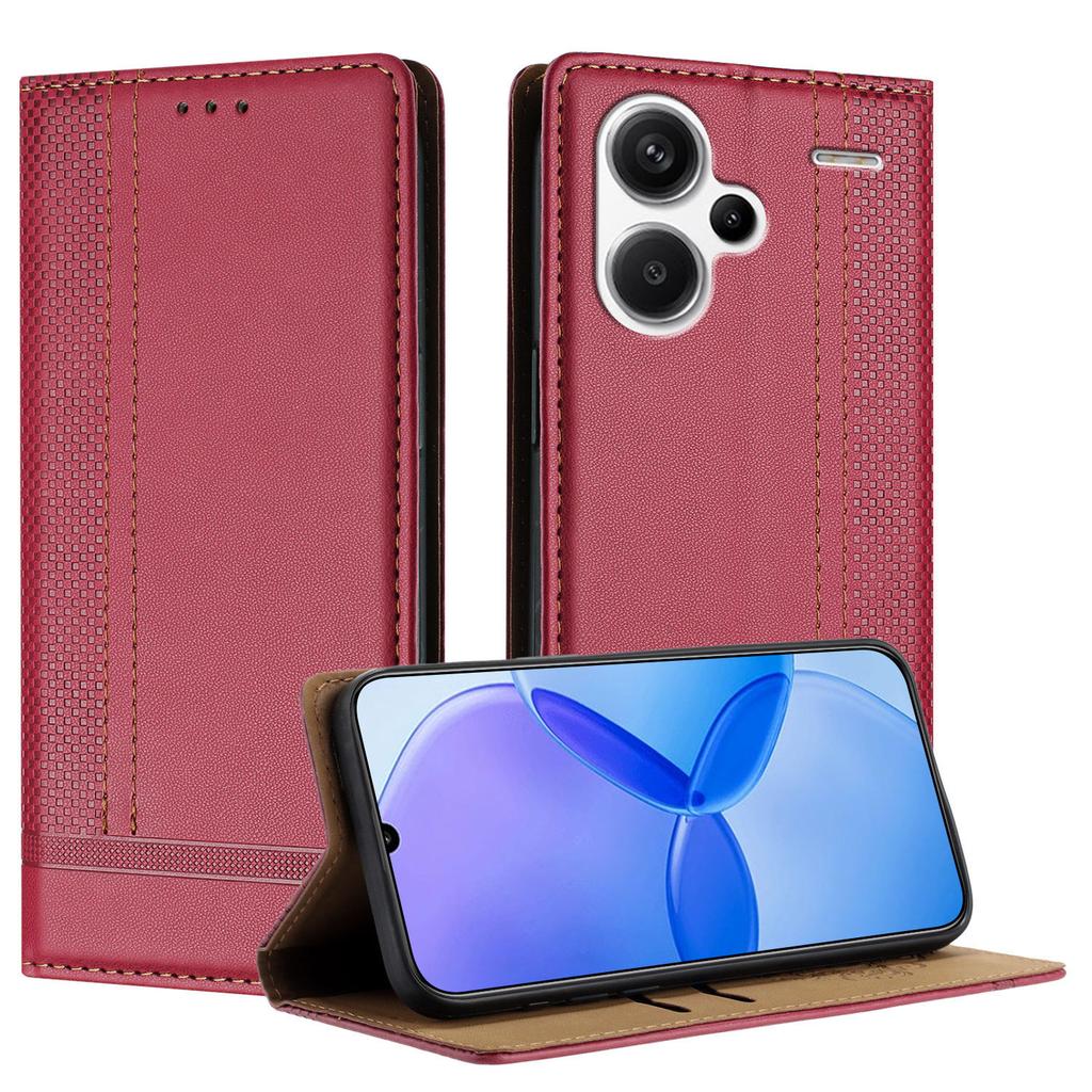 Для Xiaomi Redmi Note 13 Pro+ 5G Чехол Кожаный чехол-подставка с L-образным сетчатым узором и слотами для карт