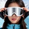 Зимние горнолыжные очки Ice & Snow White с УФ-защитой - Ветрозащитные и пескозащитные для езды на велосипеде и мотоцикле, Унисекс-дизайн.