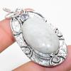 Rainbow Moonstone, White Topaz 925 Sterling Silver Jewelry Pendant 2.36" D8l49