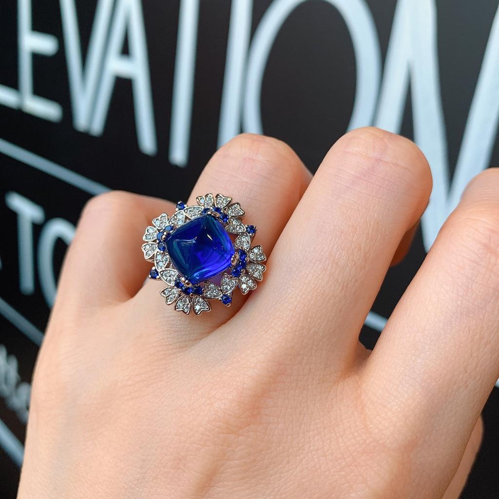 Кольцо с цирконом контрастного цвета, кольцо с микросапфиром и изумрудом, рубином, модное регулируемое кольцо.