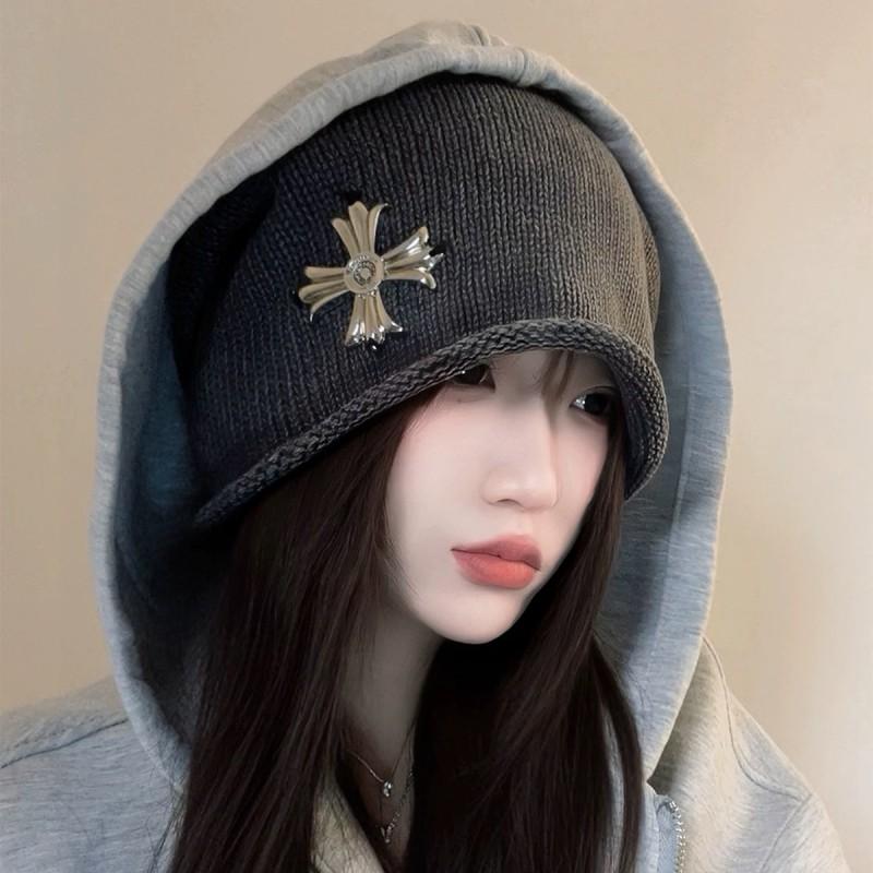 Winter Vintage Cross Knit Beanie Unisex Warm Loose Casual Skull Cap