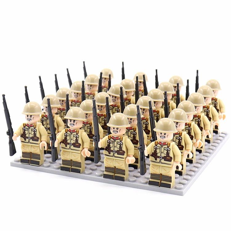 24PCS/SET World War II Military Soldiers Rifle Weapons Gun Figures Parts Blocks Assembly DIY Model Building Kits Toys