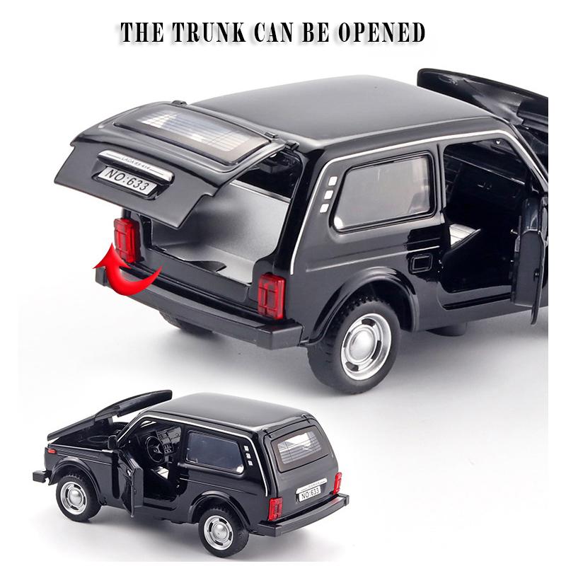 Масштаб 1/32 Lada NIVA, литая под давлением модель автомобиля, игрушечный автомобиль с откатным механизмом, звуком и светом для детей, коллекция подарков для мальчиков и девочек