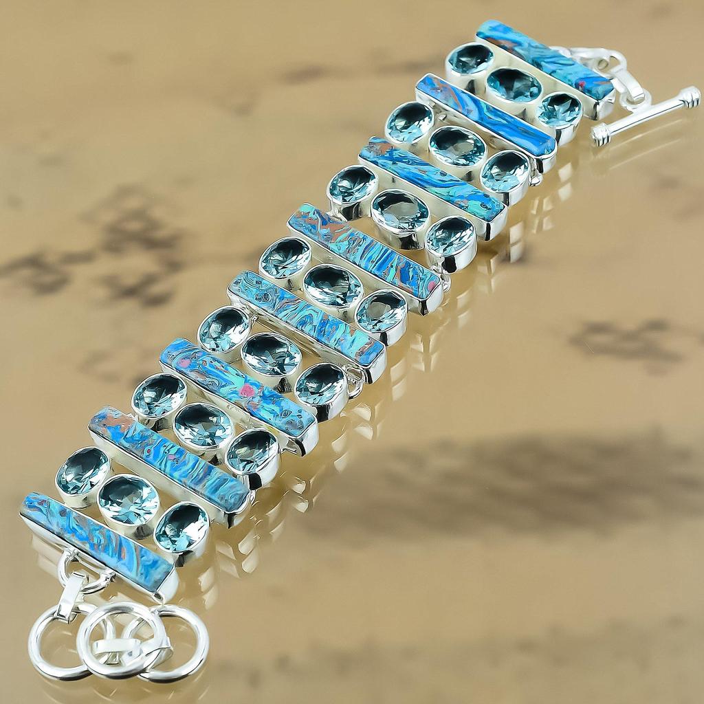 Натуральный Радужный Кальцилика Цепочка Регулируемый Браслет Серебро 925 пробы Для Женщин