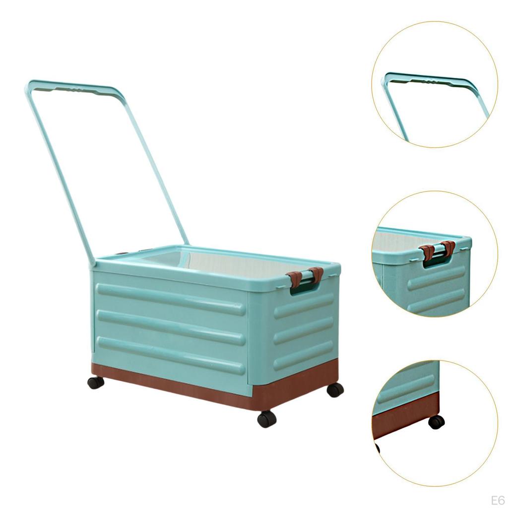 Контейнер для хранения с колесами и ручкой, ящик на колесиках, складная крышка, хозяйственная тележка, ящик для