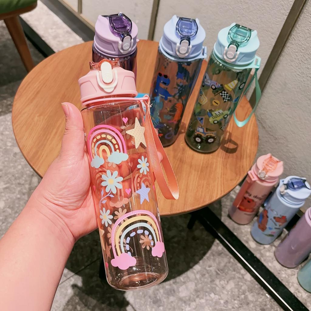 1 шт. мультяшная чашка с соломинкой высокой ценности, милая студенческая чашка для воды, портативная для кемпинга на открытом воздухе и пикников, большой вместимости