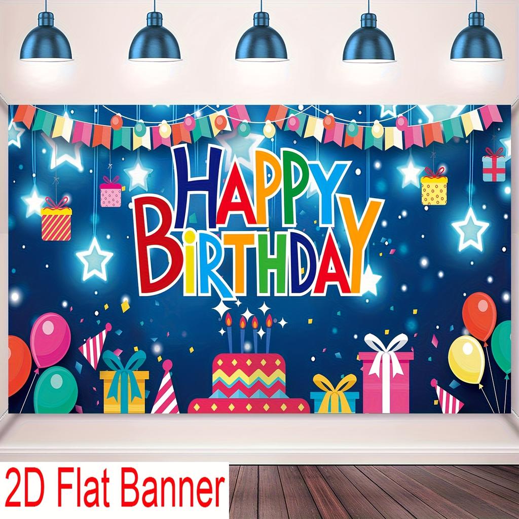 2D flat banner, 1 piece, birthday happy background decoration bannerXY
