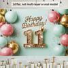 2D Happy 11th Birthday Backdrop Mint Green Pink Gold Balloon Party Background