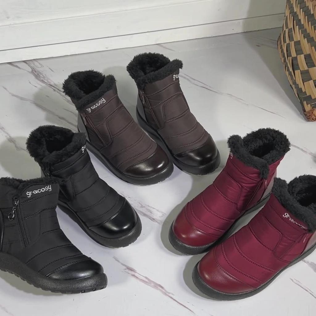 Теплые короткие сапоги. Теплая хлопковая обувь для мам. Хлопковые сапоги на мягкой подошве. Водонепроницаемая хлопковая обувь. Зимние сапоги.