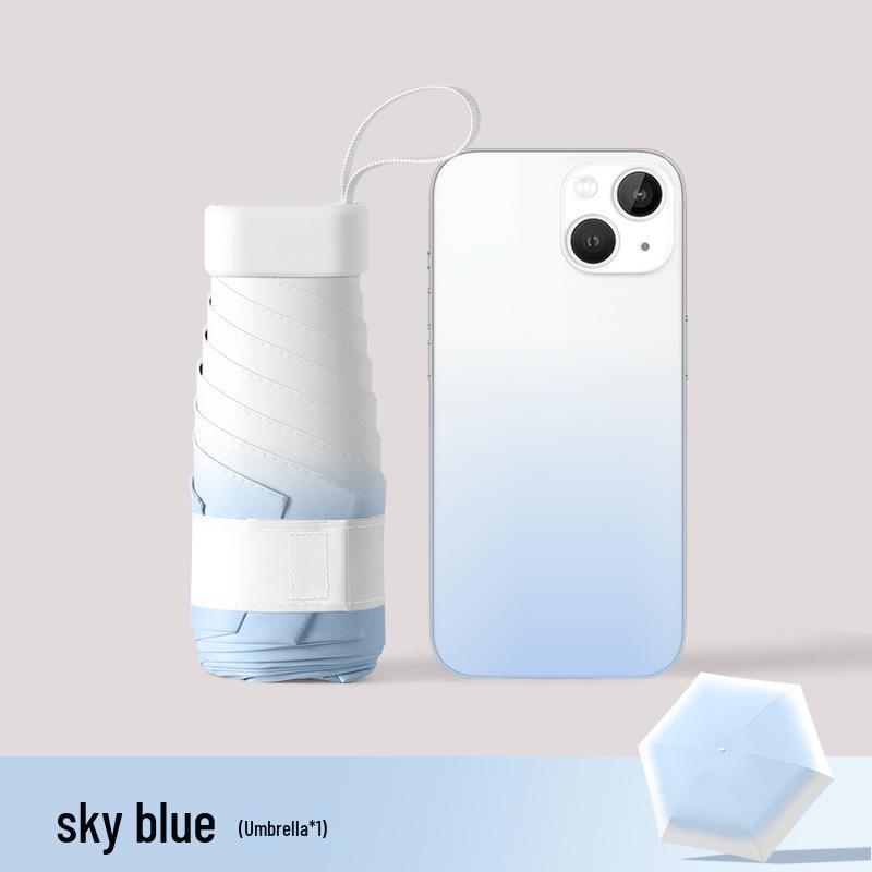 Oil Painting Capsule Umbrella: Five-Fold Mini, Sunny and Rainy Dual-Use, Sunscreen Sunshade with Print Logo