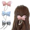 Мягкая и стильная тканевая заколка-бантик с украшением из кристаллов, сверкающая заколка для волос с бисером из кристаллов