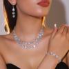 Bridal Jewelry, Luxury Sparkling Diamonds, Exquisite Necklace, Earrings, Bracelet, Three-piece Set, Fashion Item, Earrings, and Jewelry Set.