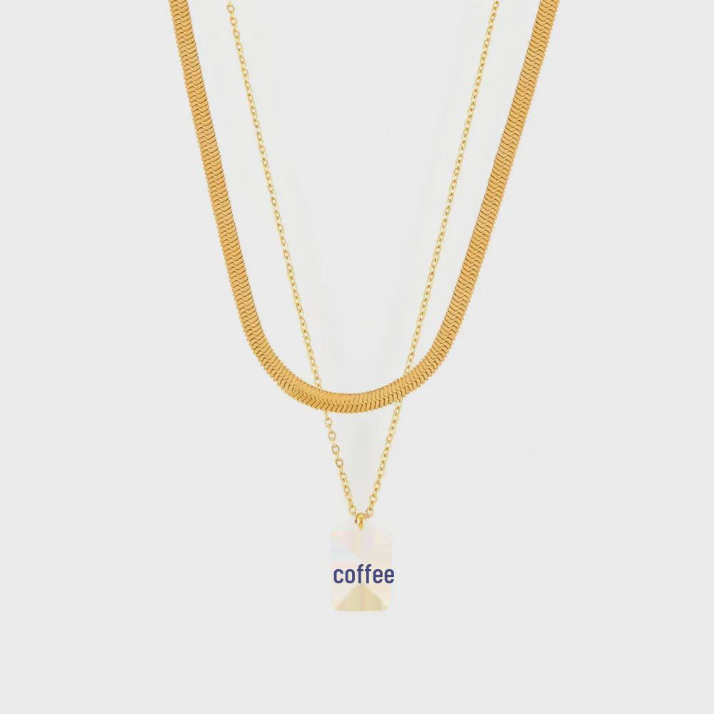 Европейское и американское ожерелье из двухслойной титановой стали с подвеской из синего лазурита