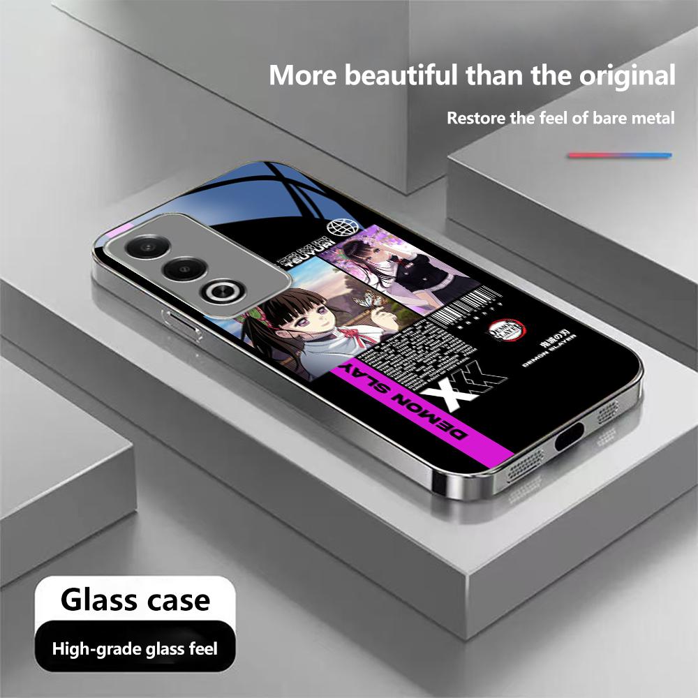 Чехол для телефона N157 Demon Slayer для iPhone 16 15 Pro Max Samsung S24 S23 Ultra A54 A35 A25 Xiaomi Redmi Note 13 12 Pro с покрытием из закаленного стекла