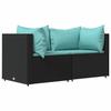 VidaXL Garden Lounge Set 3 Pcs with Cushions Black Wicker, Outdoor Lounge Set, Furniture Set 319795