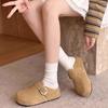 Belt Buckle Small Bag Head Half Slippers Women's Outer Wear Velvet 2025 New One-pedal Thick-soled Versatile Boken Drag