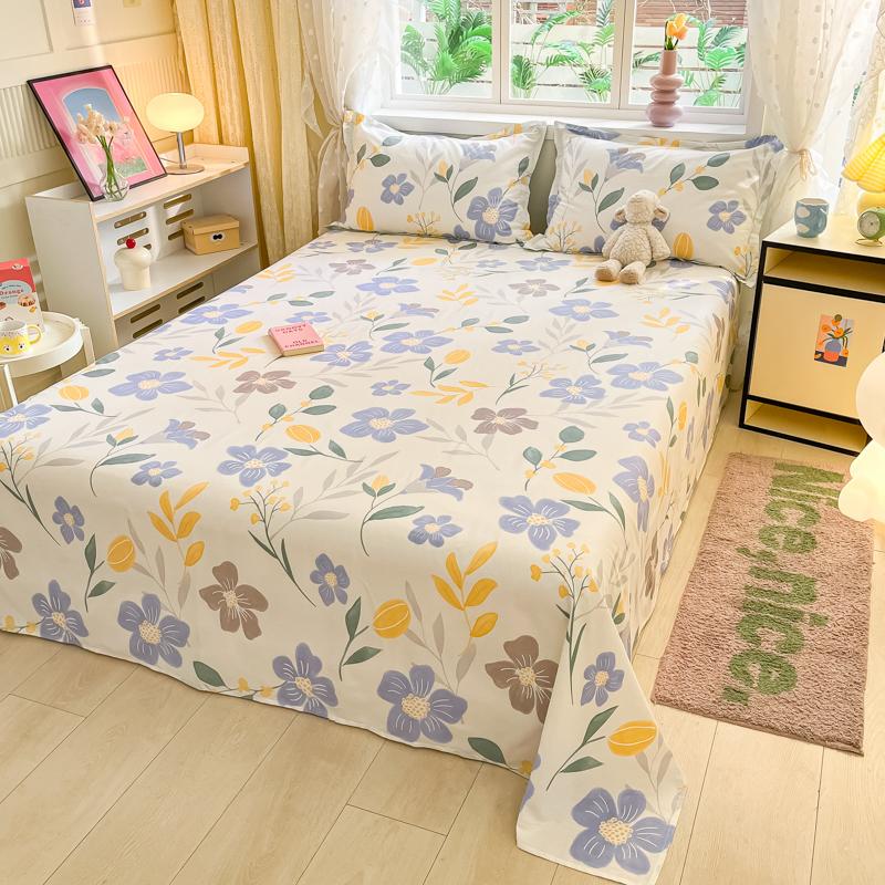 100% Cotton Flat Sheet Floral Style Bedsheet Skin-friendly Bed Linen Sabanas Para Cama Home Bed Flat Sheets (No Pillowcase)