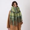 Mohair Winter Cashmere Scarves Tassel Long Shawl Elegant Plaid Wool Scarf  Girl