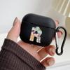Чехол Art Initial Letter от A до Z с розовыми цветами для Apple Airpods 1 2 3 Pro 2, чехлы для Bluetooth-гарнитуры для Air Pods Box, черный чехол