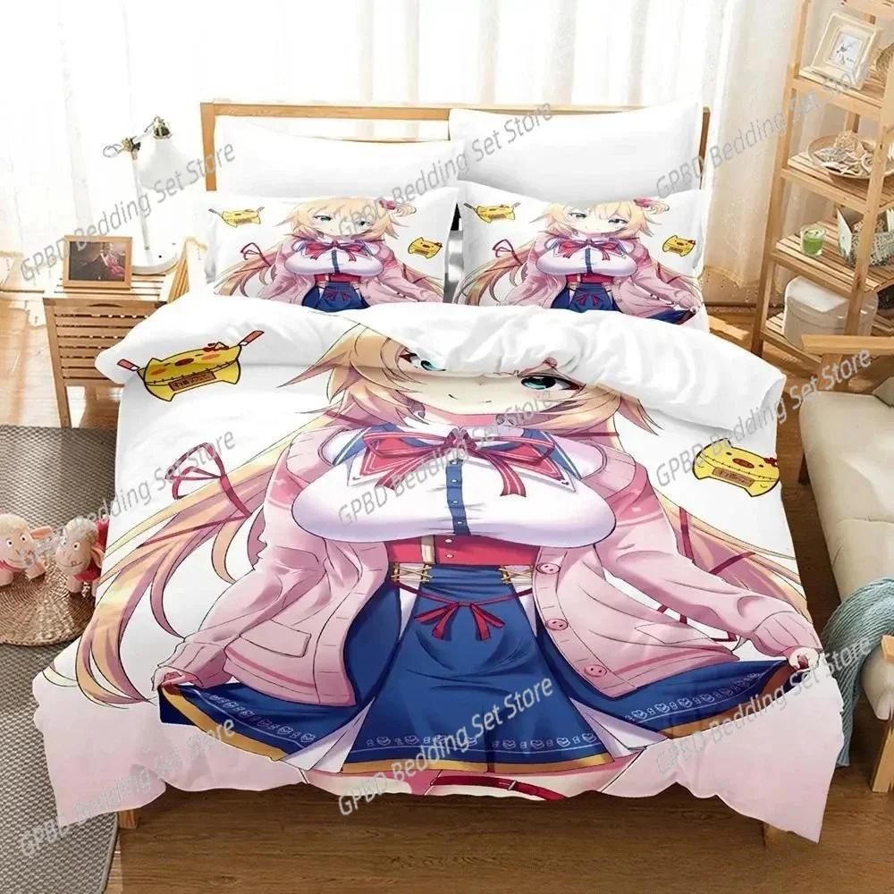 Kawaii Akai Haato Bedding Set Single Twin Double Queen King Cal King Size Bed Linen Set