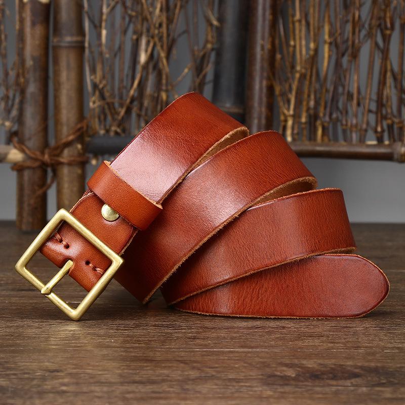 Мужской и женский универсальный ремень ретро пара латунная пряжка ремень кожаный пряжка из натуральной коровьей кожи корейский стиль универсальный