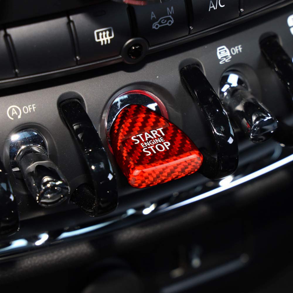 AIRSPEED Наклейка на кнопку запуска двигателя автомобиля из углеволокна Уплотнение кнопки запуска Внутренняя отделка из углеволокна Совместима с BMW MINI Mini Cooper F54F55F56F57F60 Ac