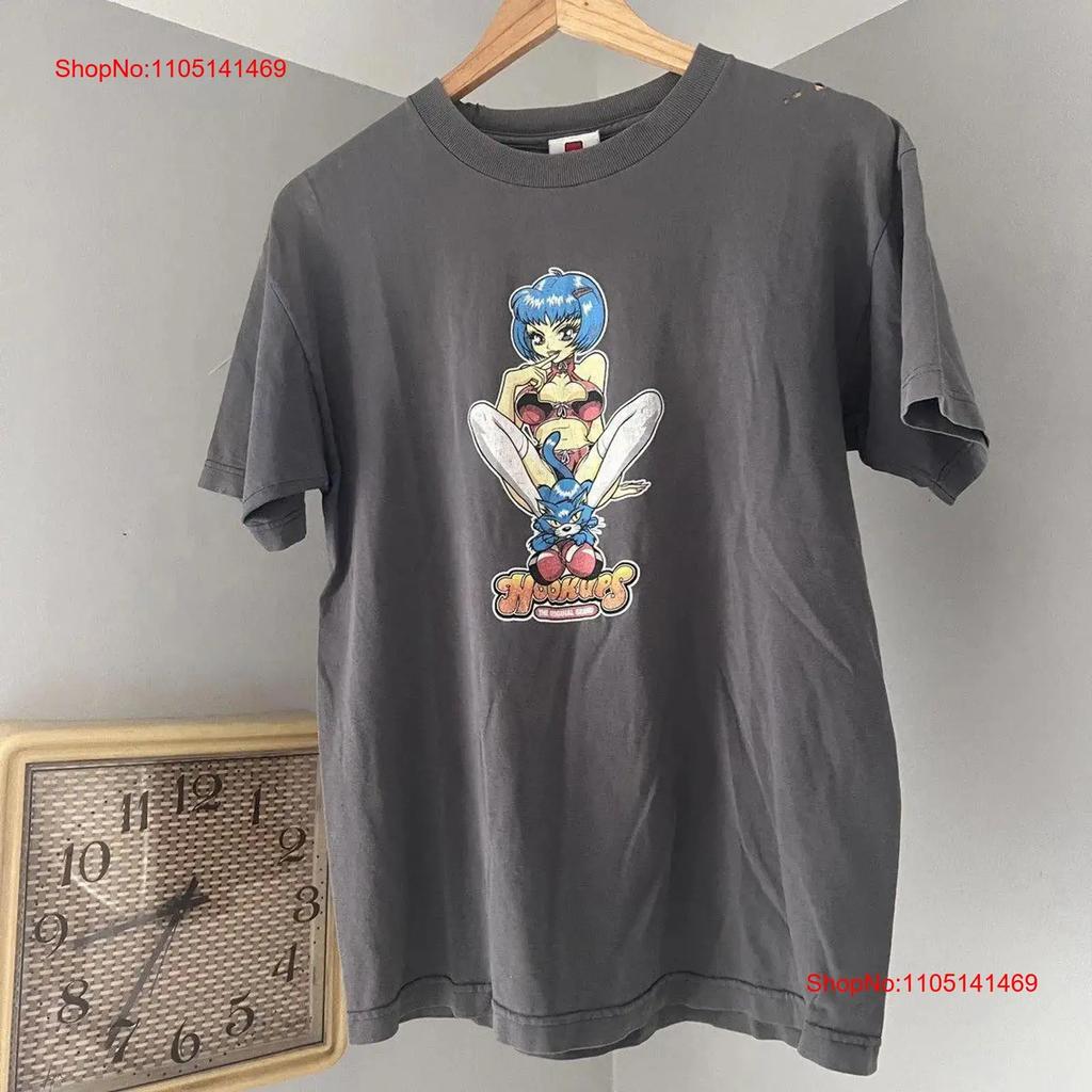 s Hook Ups T Shirt Faded Black Size Medium vintage Washed Stylish Versatile graphic designer clothes streetwear Comfortable