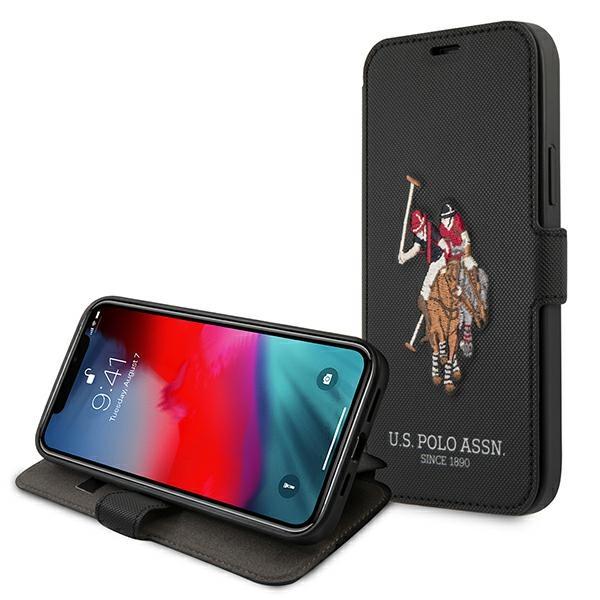 Etui z klapką do iPhone 12 Pro Max US Polo Polo Embroidery Czarne
