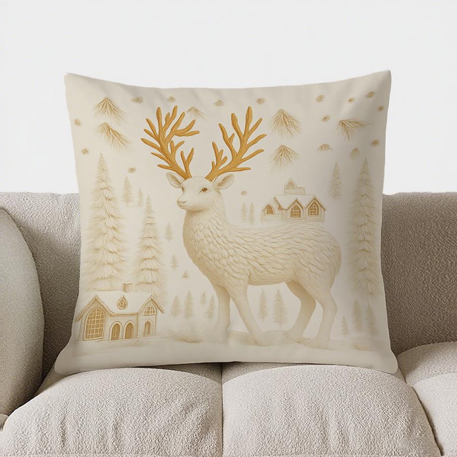 Декор для дома: Олени и Домики: Зимний Лес-Принт Наволочка для Подушки Чехол для Подушки Подходит для Дивана Спальни Автомобиля