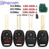 Jingyuqin 313.8/315/433.92Mhz ID46 Remote Key for Honda Accord Element CRV HRV City Odyssey Civic Car G8D-382H-A G8D384H-A /380H