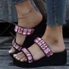 Women Sandals Bling Heels Sandals With Platform Shoes For Women Summer Indoor Outdoor Slippers Lightweight Wedge