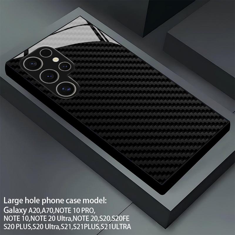 Чехол для телефона 2D с рисунком под карбон для Samsung S26 S25 S24 S23 S22 S21 S20 A55 A54 Защитная крышка из закаленного стекла