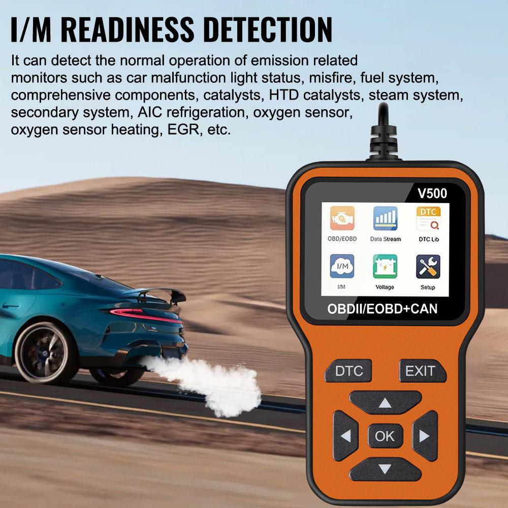 V500 Code Reader Read Vehicle Information Check Engine System Car OBD2 Diagnostic Tools OBD II Scanner Battery Tester Fault Code Clear Universal