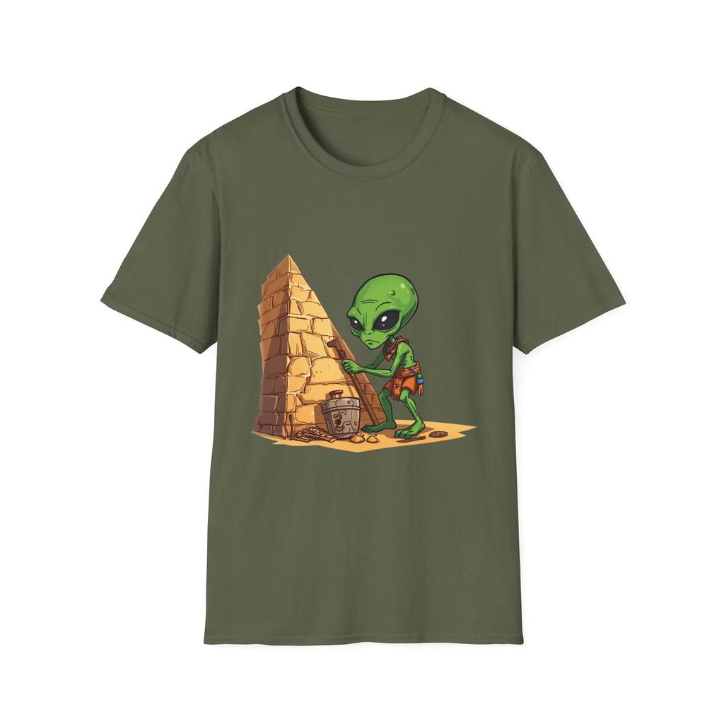 Alien Pyramid Building Children's Children's T Children's T-shirt | Pyramid Dig Cartoon Extraterrestrial
